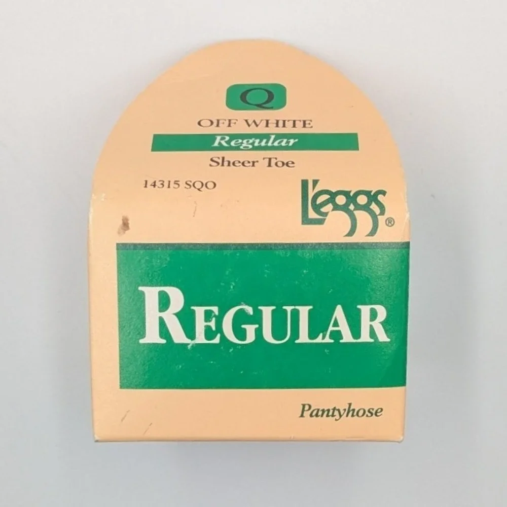 Vintage L'eggs Regular Pantyhose Off White Sheer Toe Size Q Queen 1996 USA 14315